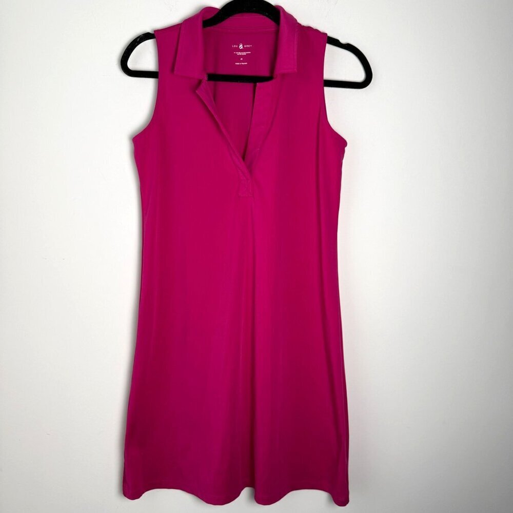 Lou & Grey Sleeveless Polo Dress Activewear Fuchsia Magenta XS Tennis - Picture 2 of 6